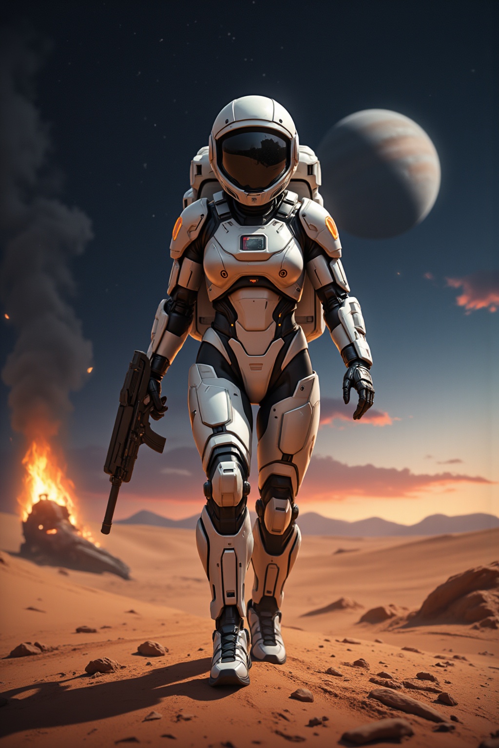 Spaceranger,  a futuristic astronaut,  stands tall in a full-body shot on Tensor.Art