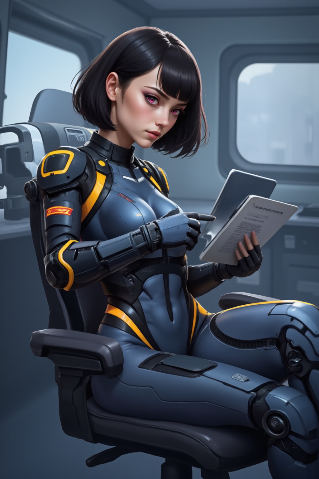 synth-wave and cyberpunk-themed,  2.5D stylized painterly,  illustration. Soft gradients sharp edges on Tensor.Art