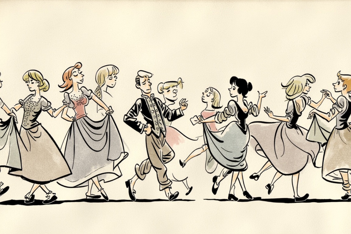 People dancing,  ink on paper on Tensor.Art