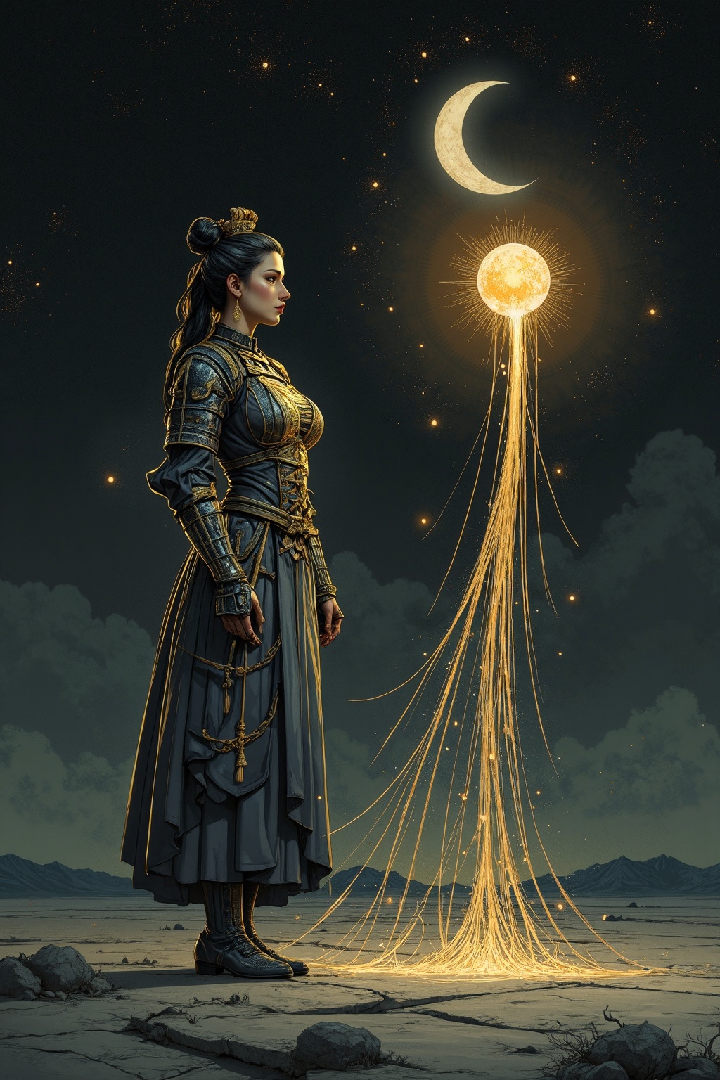 In a desolate,  pitch-black void,  a mesmerizing will-o'-the-wisp materializes on Tensor.Art