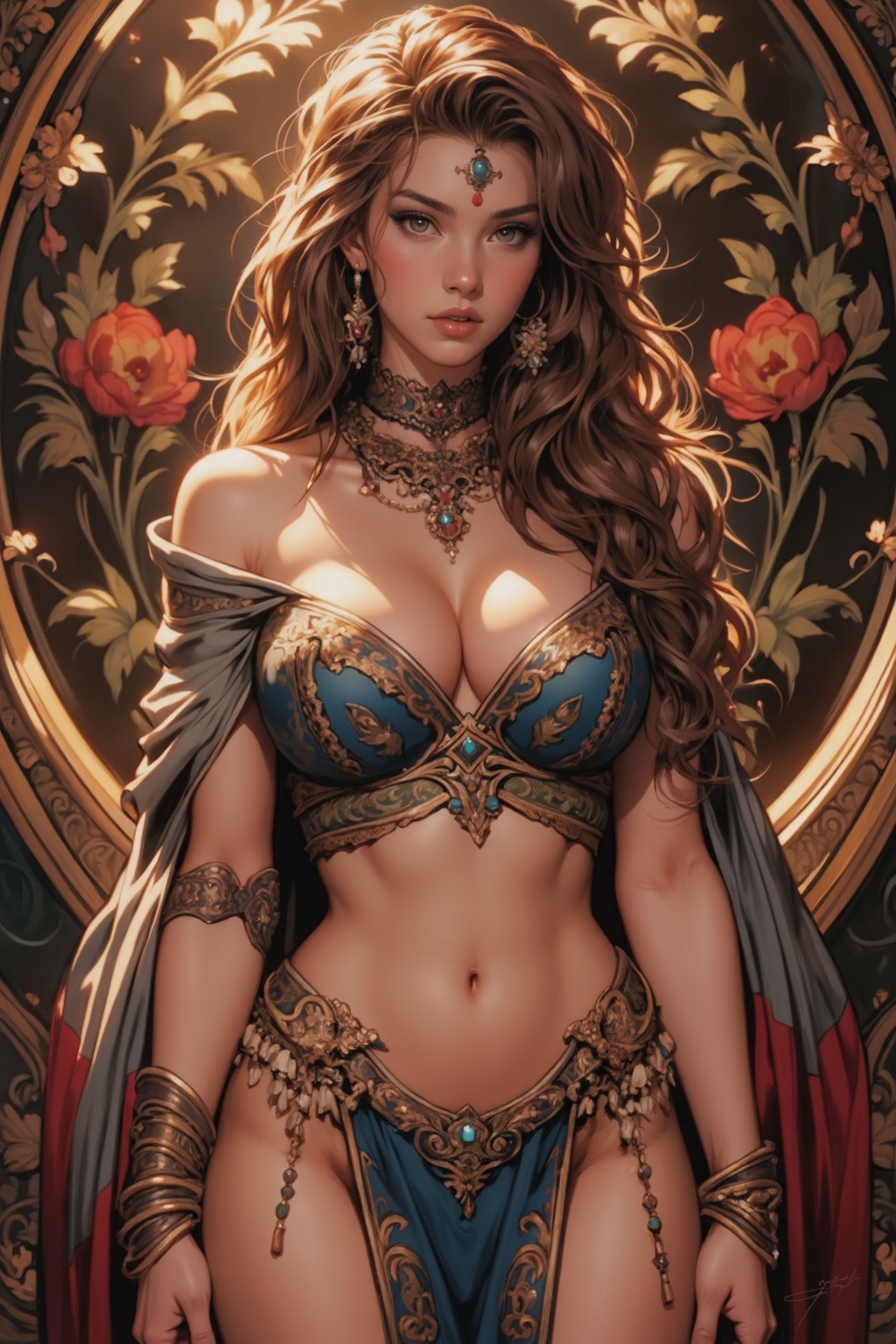 (mucha style),  busty and sexy girl,  8k on Tensor.Art