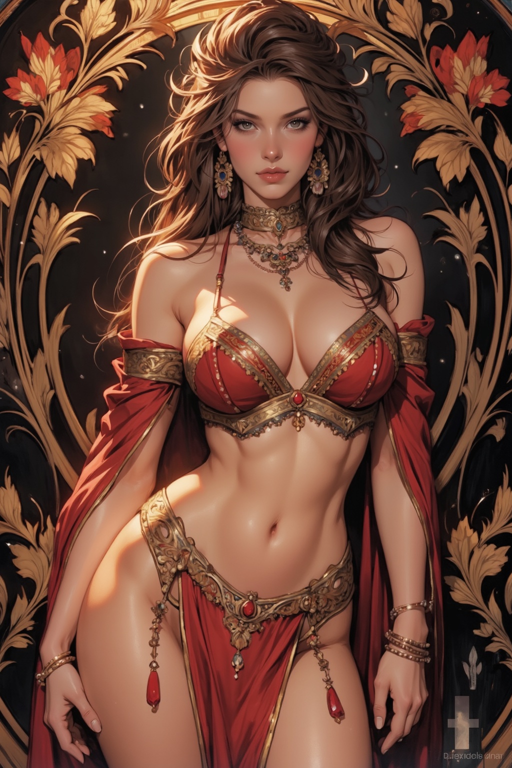 (mucha style),  busty and sexy girl,  8k on Tensor.Art