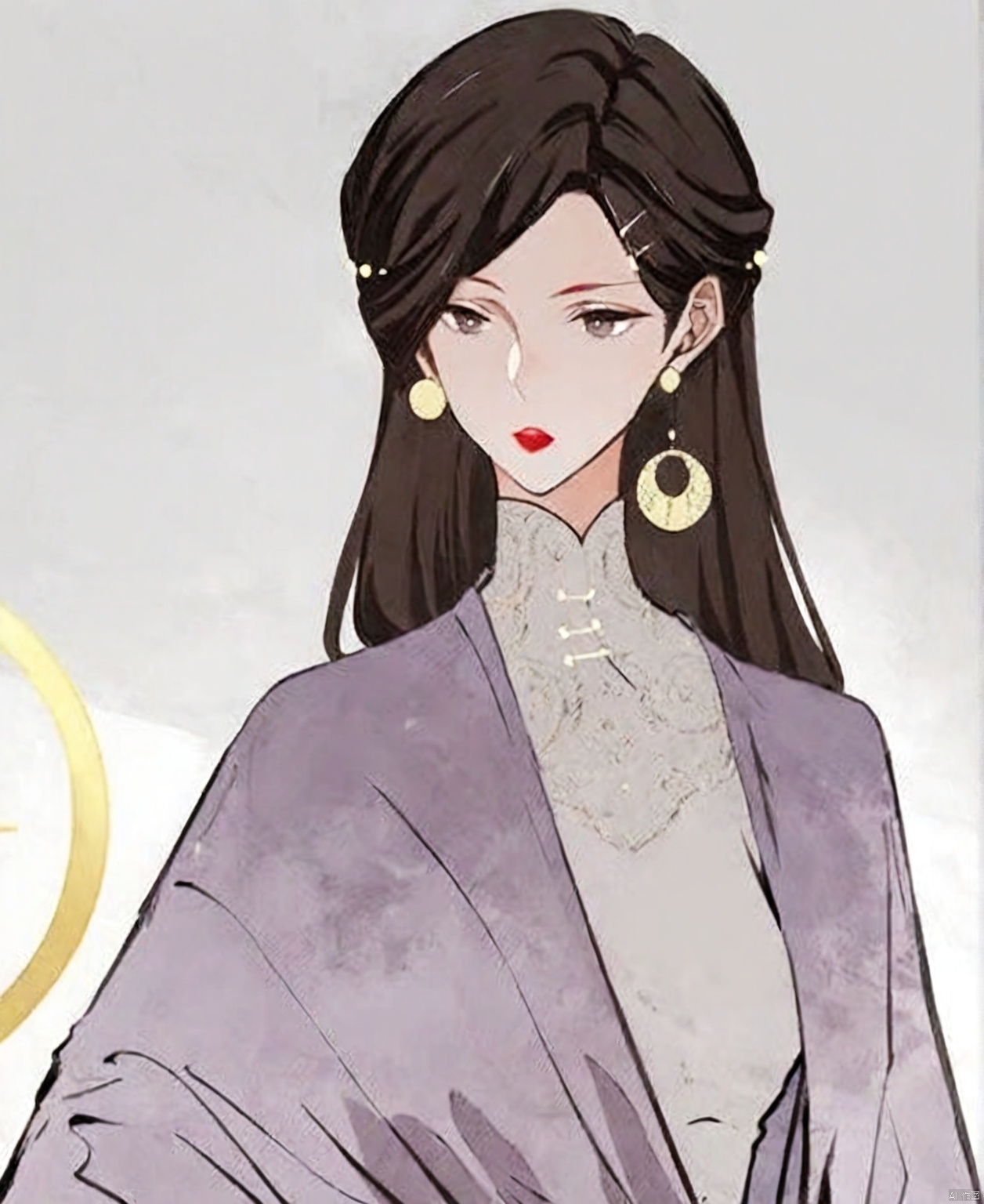 solo,highly detailed,(best quality),((masterpiece)),1girl,ce,jewelry,lipstick,red lips,hair ornament,