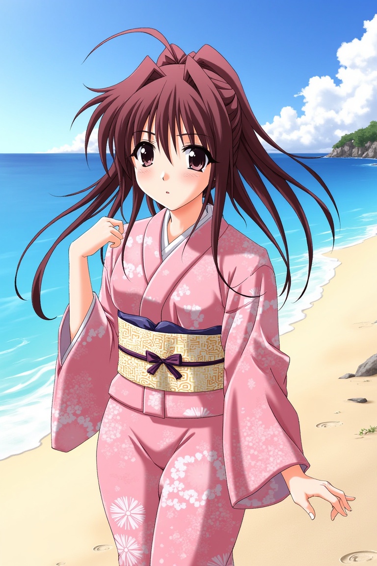 (Masterpiece;1.3),  Best Quality,  pink kimono on Tensor.Art