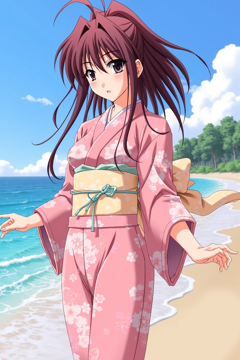 (Masterpiece;1.3),  Best Quality,  pink kimono on Tensor.Art