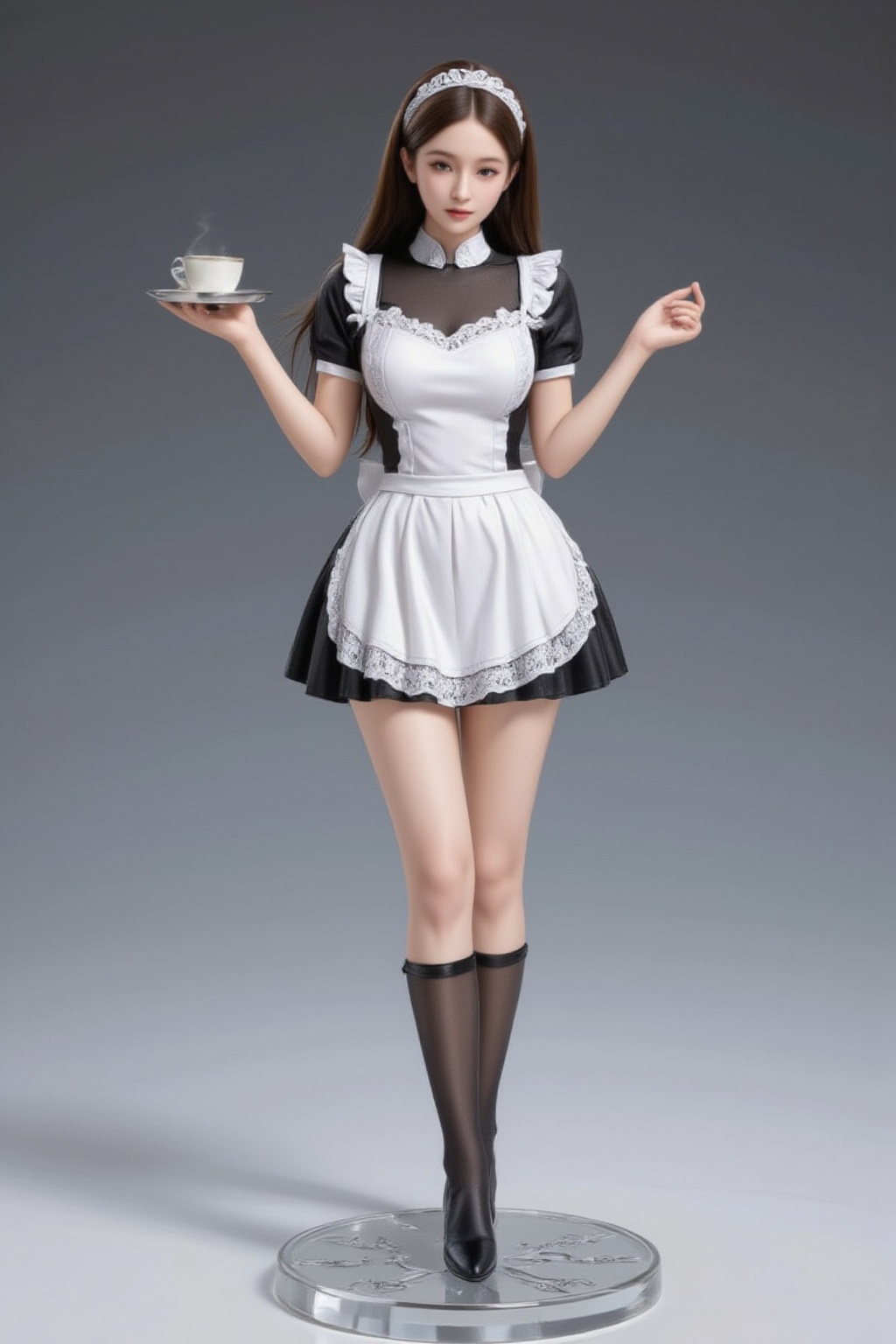 FuturEvoLabFigure,  A high-quality anime-style figure of a beautiful girl dressed in an elegant and traditional Japanese m...