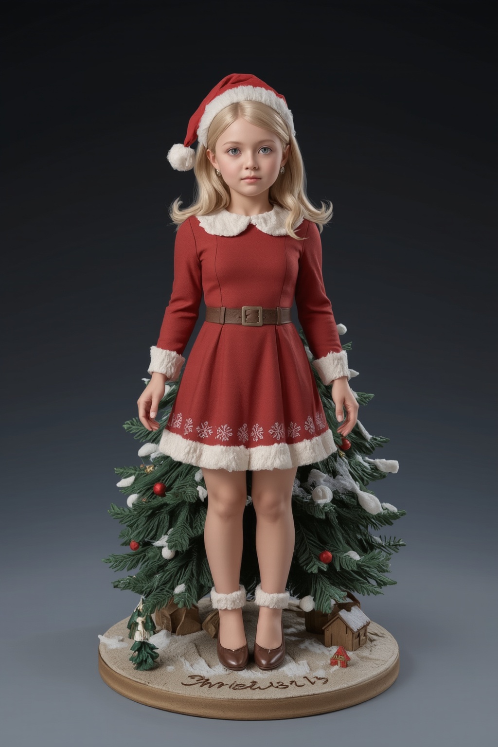 FuturEvoLabFigure,  A young girl in Christmas clothes,  Christmas tree on Tensor.Art