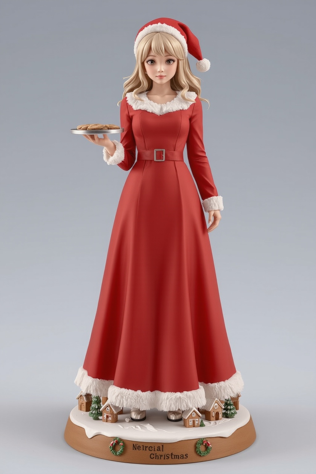 FuturEvoLabFigure,  A charming anime-style figure of a girl in a classic Mrs. Claus outfit. She wears a long red gown with...