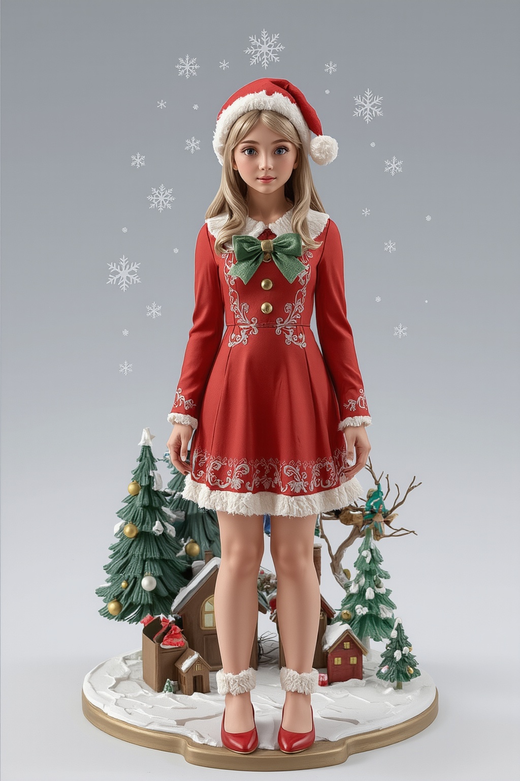 FuturEvoLabFigure,  A young girl in Christmas clothes,  Christmas tree on Tensor.Art