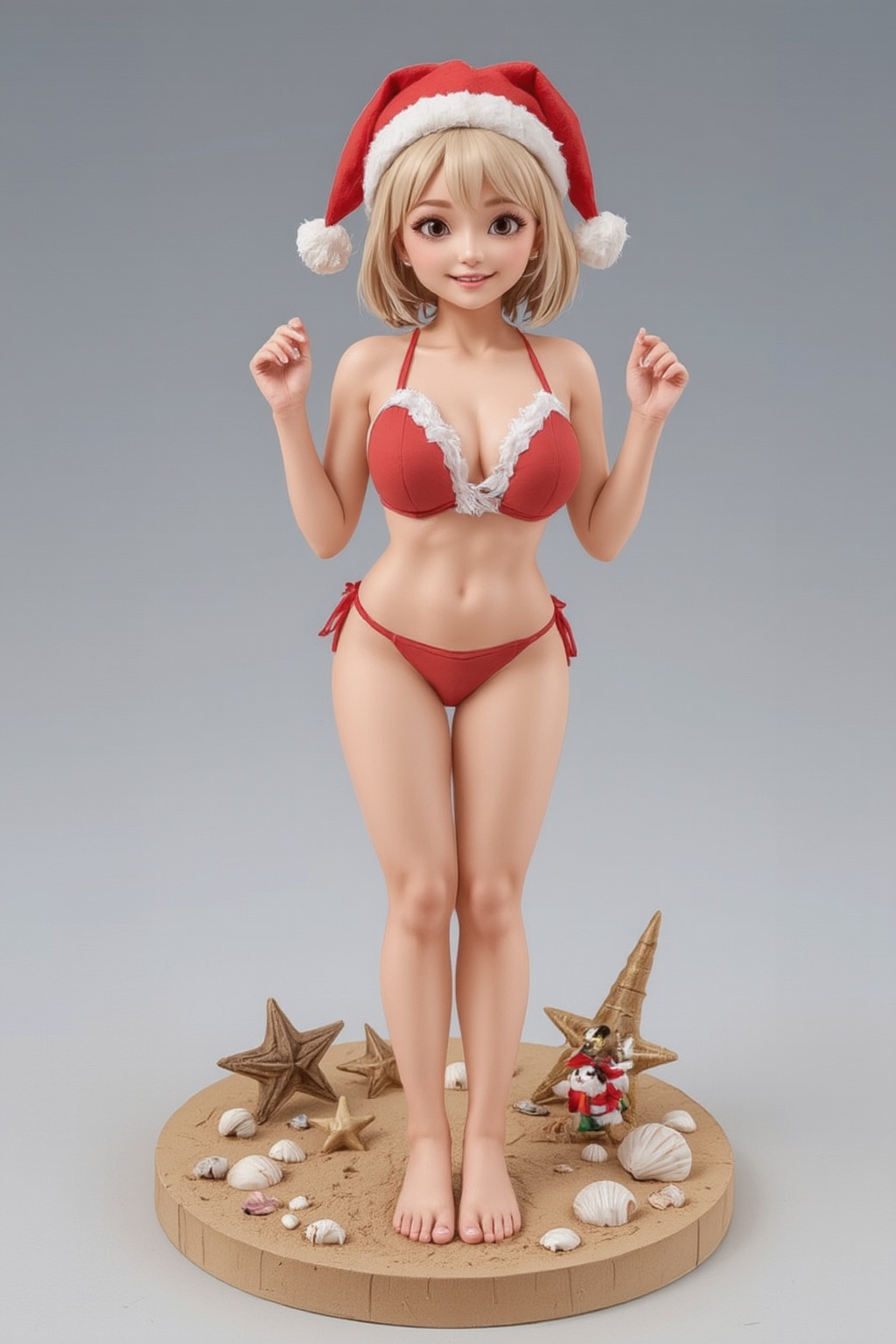 FuturEvoLabFigure,  A fun anime-style figure of a girl in a Santa-inspired bikini,  perfect for a tropical Christmas theme...