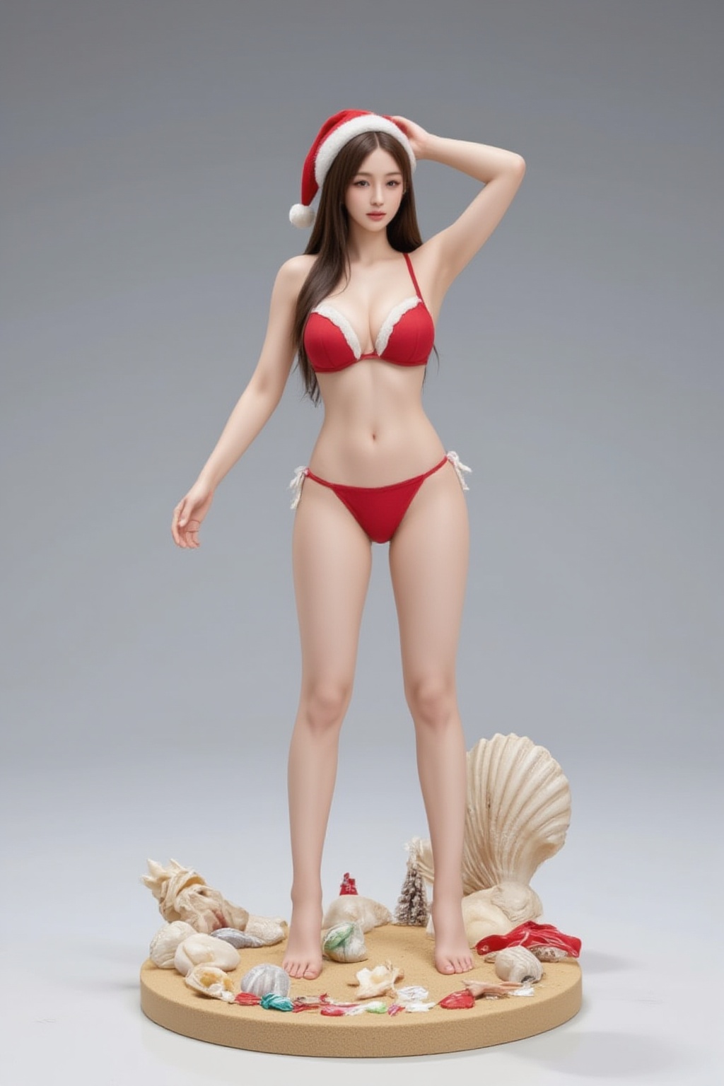 FuturEvoLabFigure,  A fun anime-style figure of a girl in a Santa-inspired bikini,  perfect for a tropical Christmas theme...