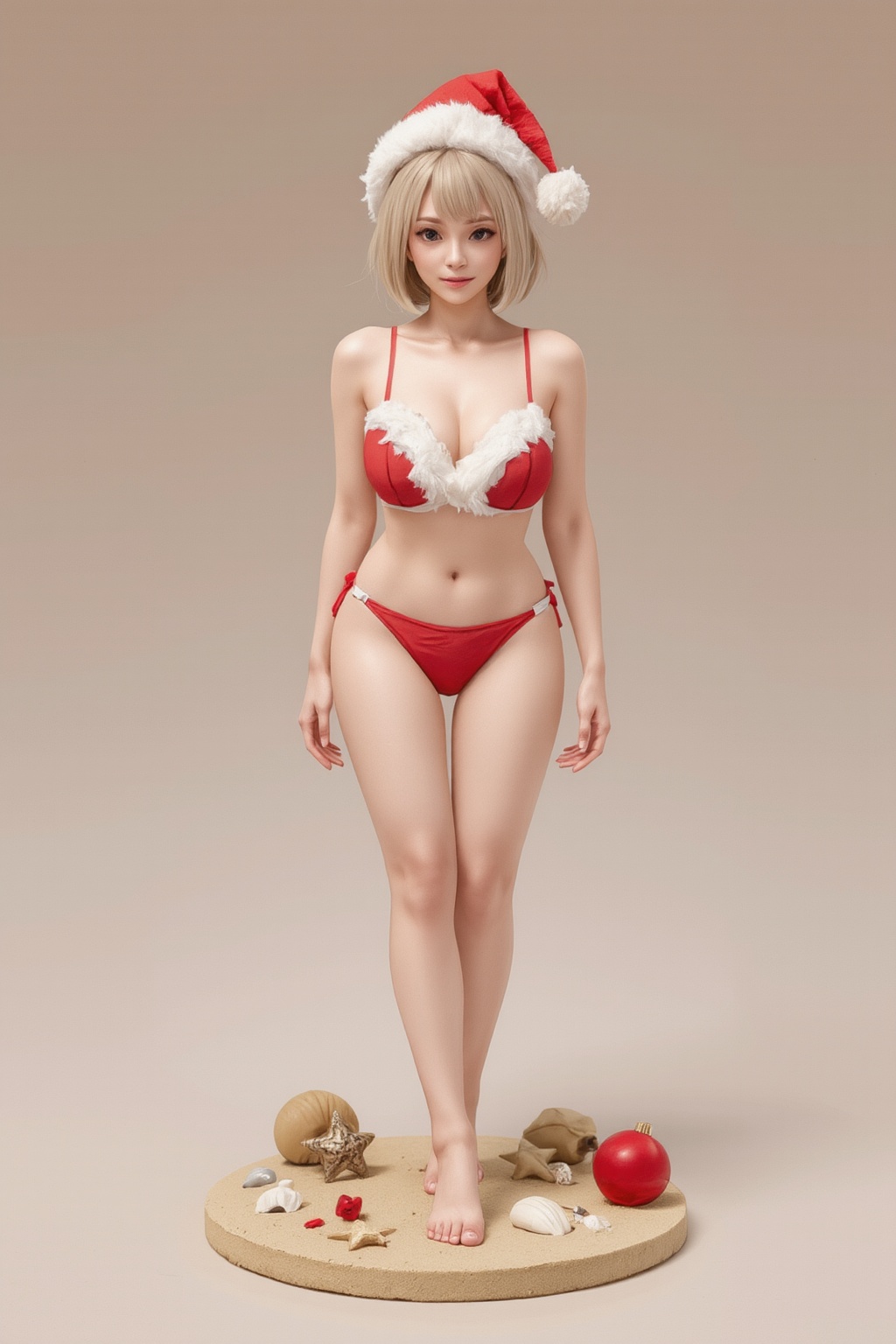 FuturEvoLabFigure,  A fun anime-style figure of a girl in a Santa-inspired bikini,  perfect for a tropical Christmas theme...