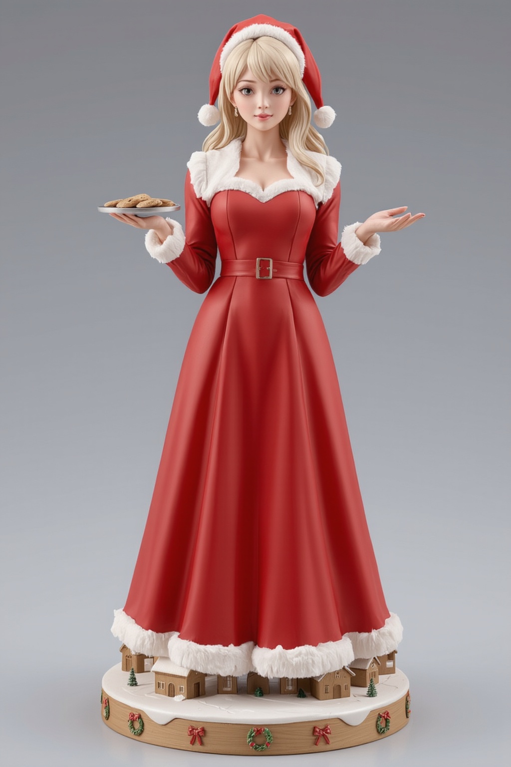 FuturEvoLabFigure,  A charming anime-style figure of a girl in a classic Mrs. Claus outfit. She wears a long red gown with...