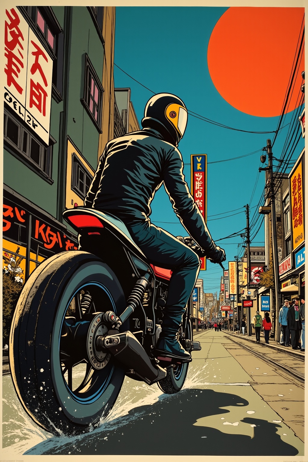 Surrealism,  Ukiyo-e art style,  a man wearing helmet on Tensor.Art