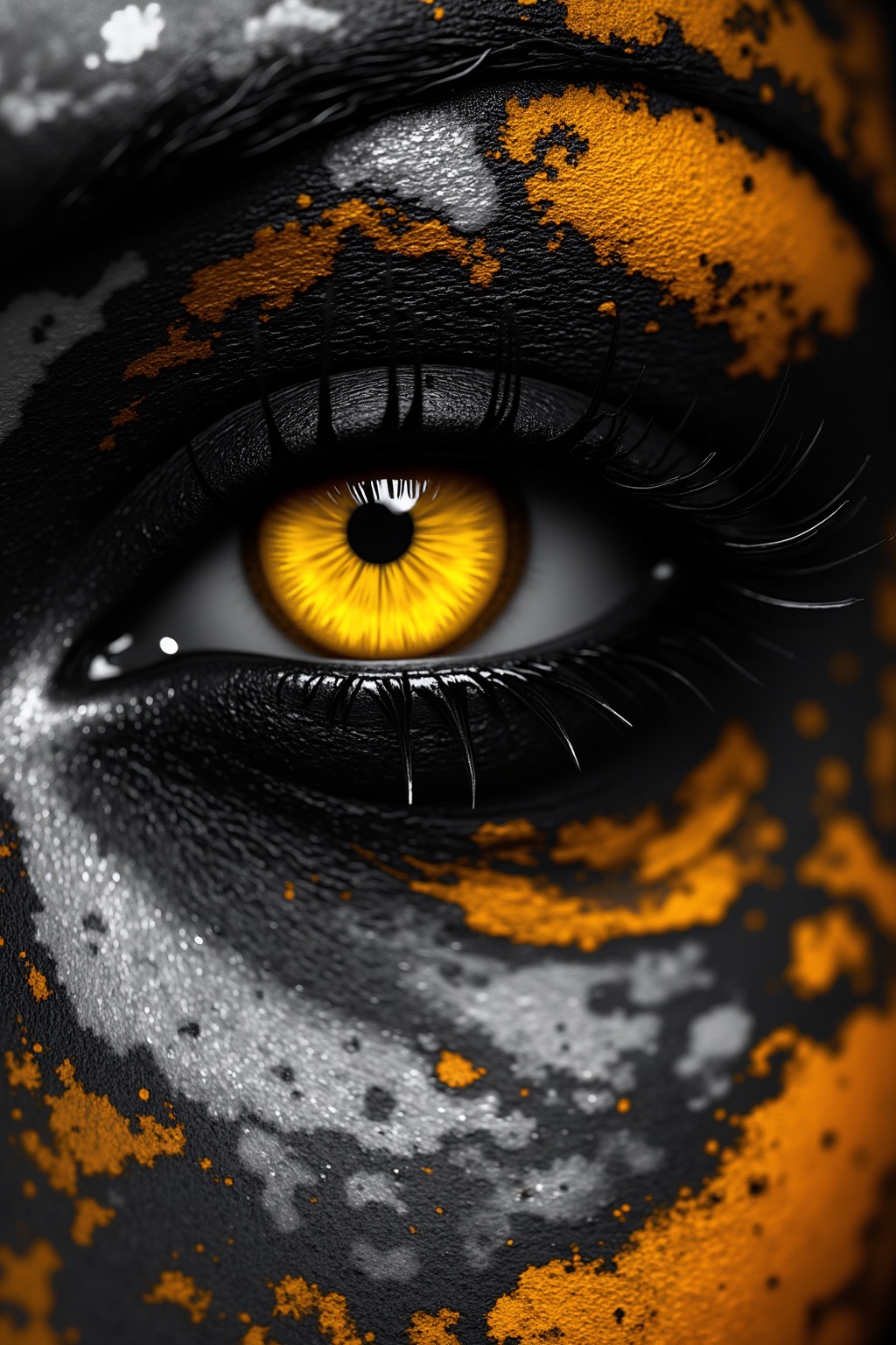 a close-up of a person's eye. The eye is the focal point of the image,  with the iris being the main focus. The iris is a...