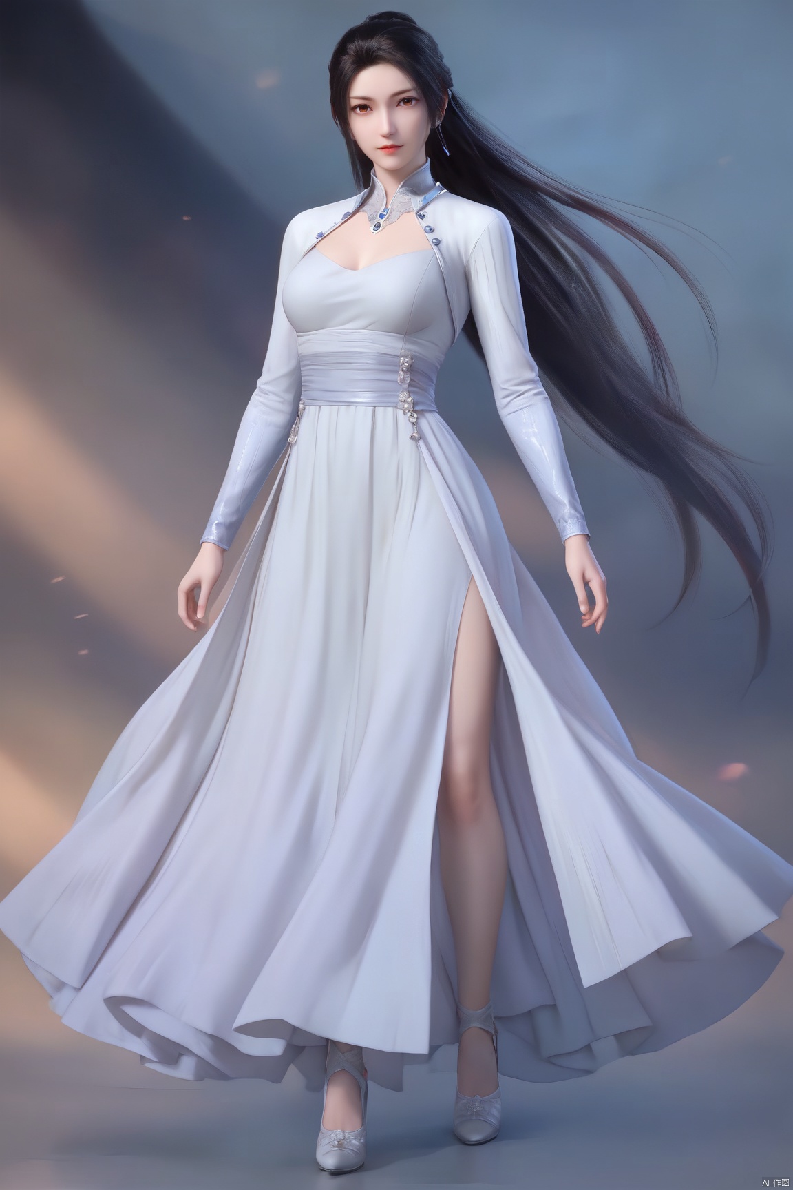 score_9, score_8_up, score_7_up,highly detailed digital, 
1girl, solo, long hair, breasts, looking at viewer, black hair, dress,brown eyes, medium breasts, full body, 
ultra detailed background,ultra detailed background,ultra realistic 8k cg, ,masterpiece,lihanyi