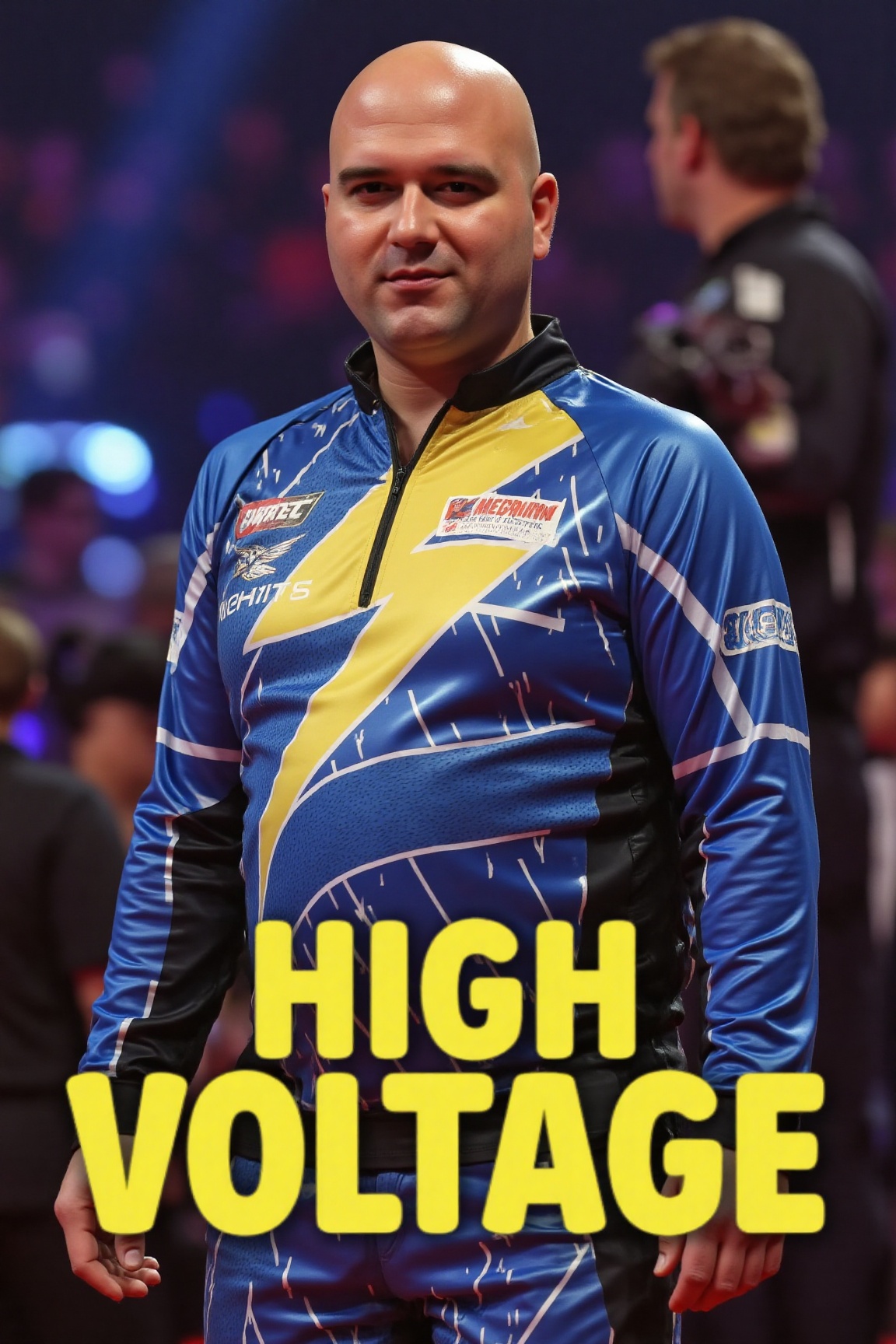 A high-resolution photograph of Rob Cross dressed as a lightning bolt. Text reading "High Voltage" in a comedy style font....