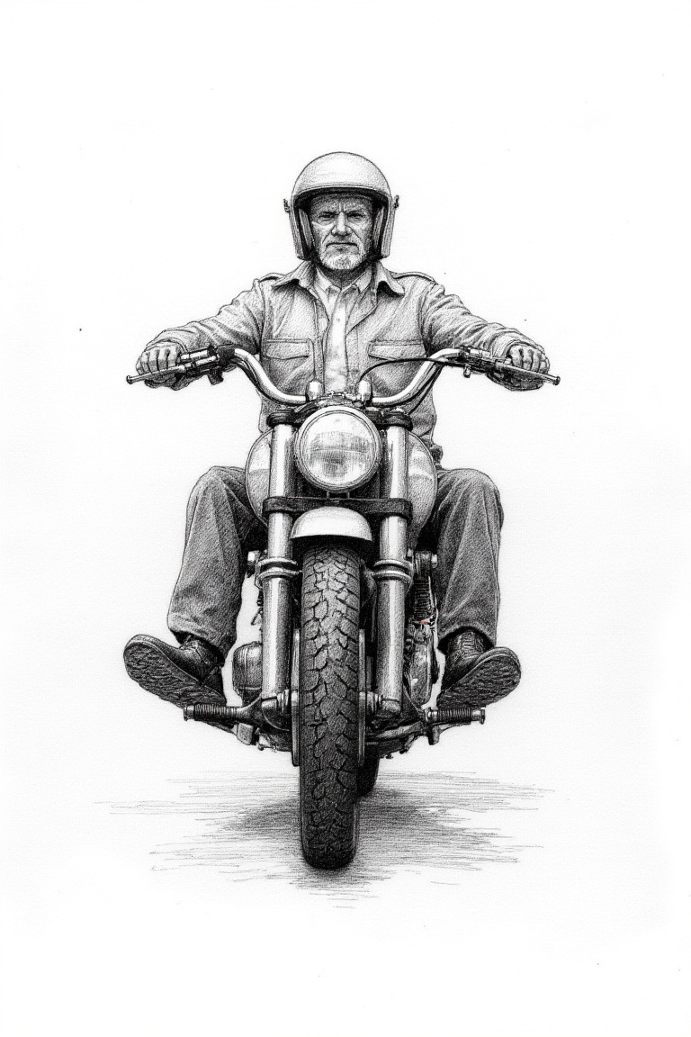 Man ride motor,  linesketch on Tensor.Art
