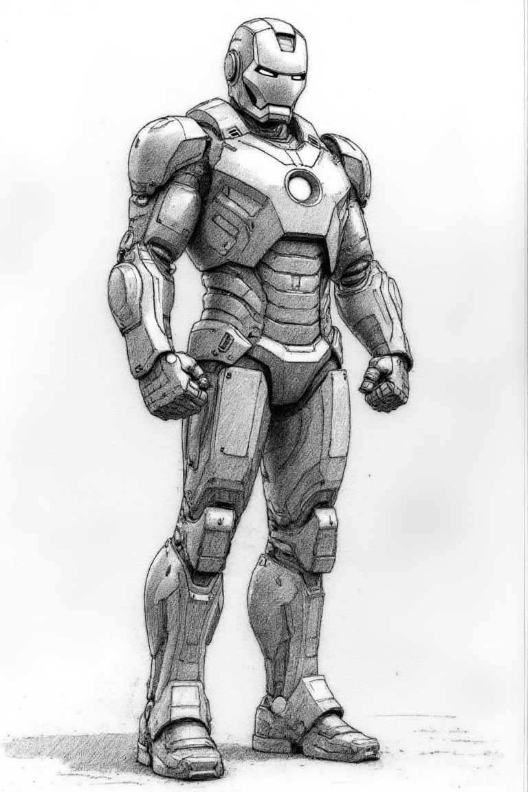 Iron man in action,  linesketch on Tensor.Art