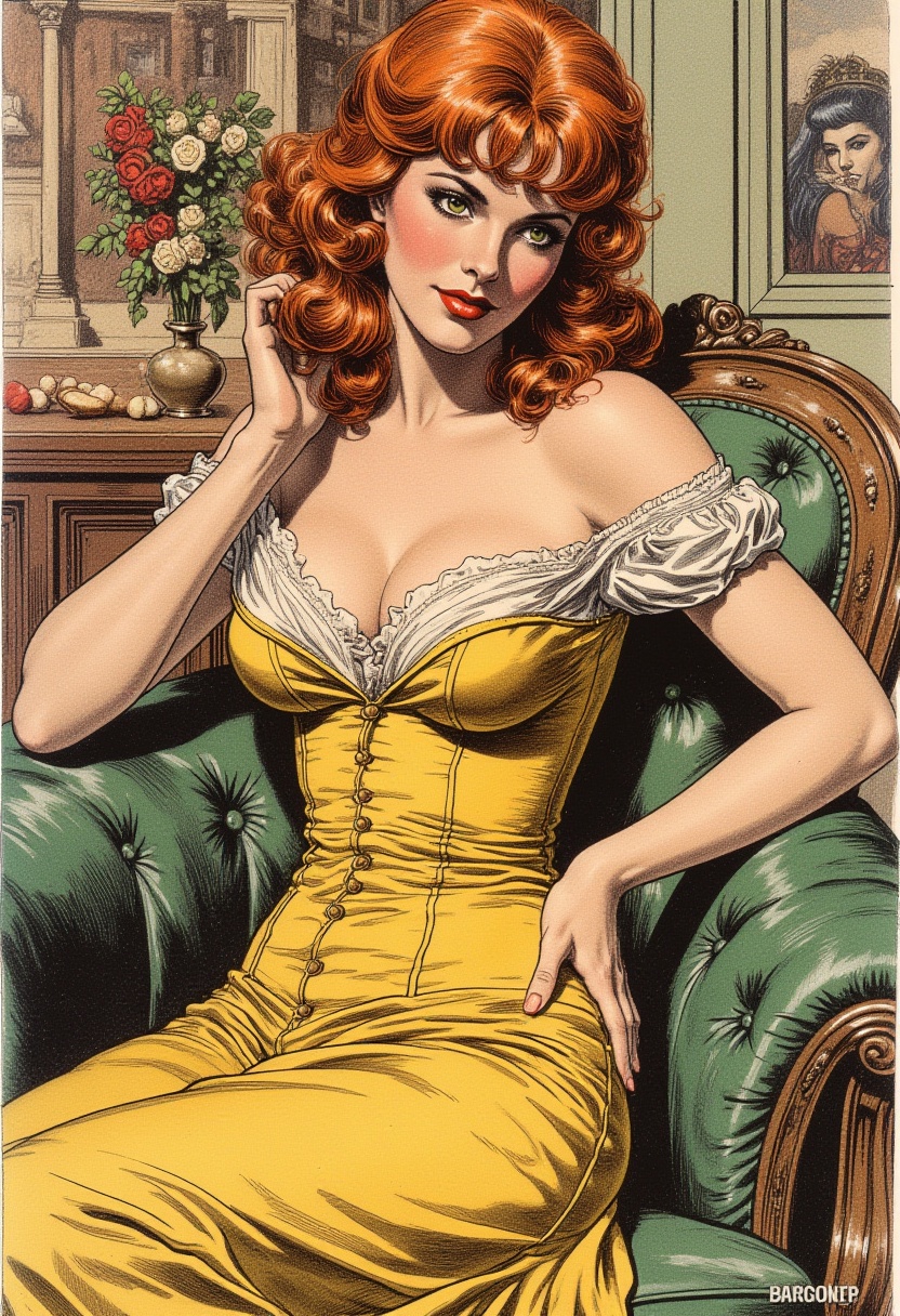vintage victorian comic porno magazine with the title text: "Bavarian Bombshells",  with a breathtaking detailed beatrix p...