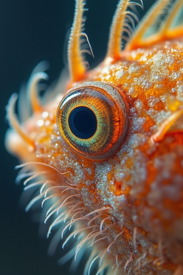 Macro photography style,  shallow depth of field,  close-up shot of a fish eye on Tensor.Art