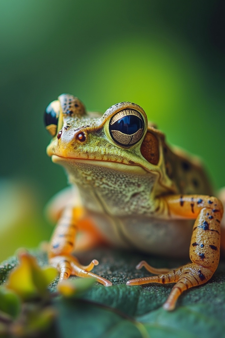 Macro photography style,  shallow depth of field,  close-up shot of a frog on Tensor.Art