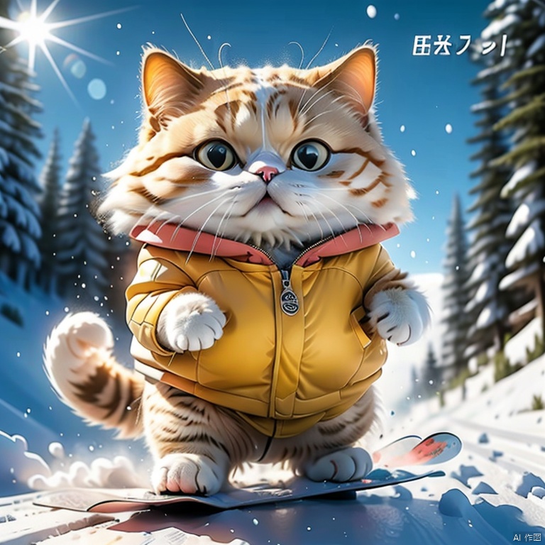 high quality,masterpiece,ragdoll,snow,cat,winter,ski goggles,dog coat,outdoor,snow-covered trees,animal wearing clothes,winter gear,cool,daytime,clear skies,canine,active,leisure,adventure,white,goggles,pet fashion,standing,four-legged.,photo,depth of field,

