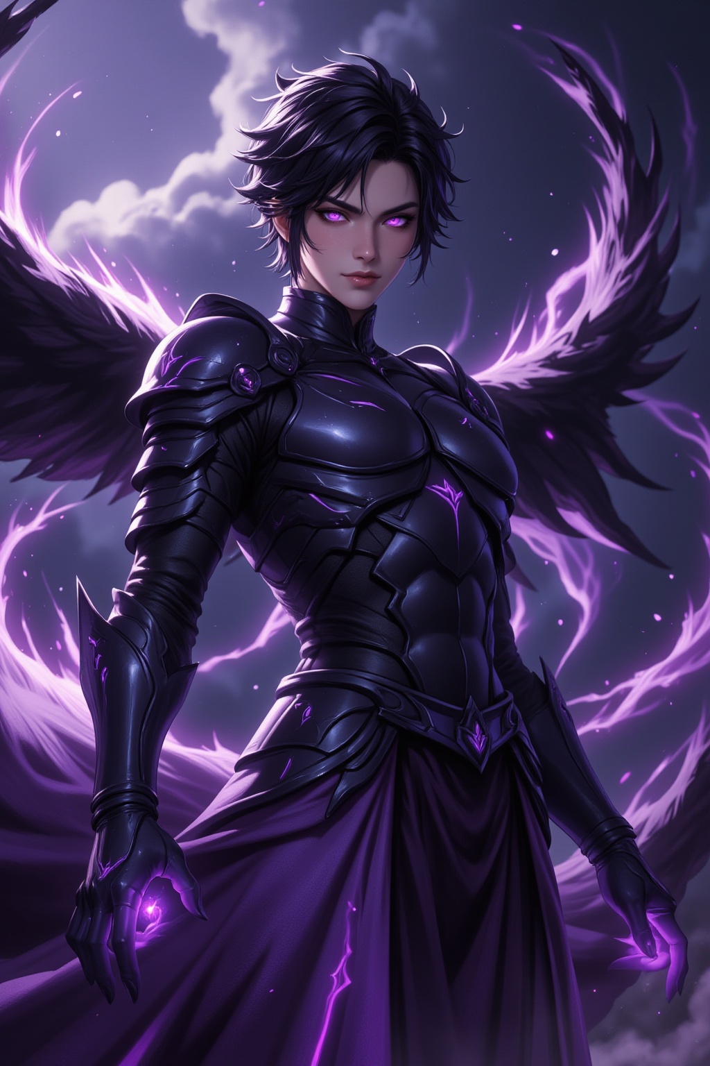 Iconic anime title image of (sung jin woo),  the shadow monarch,  Solo Leveling on Tensor.Art