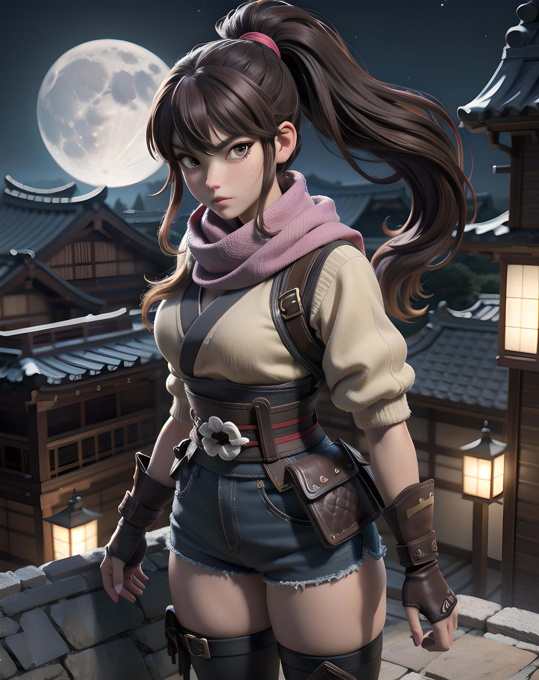 Akane,  brown hair,  heterochromia on Tensor.Art