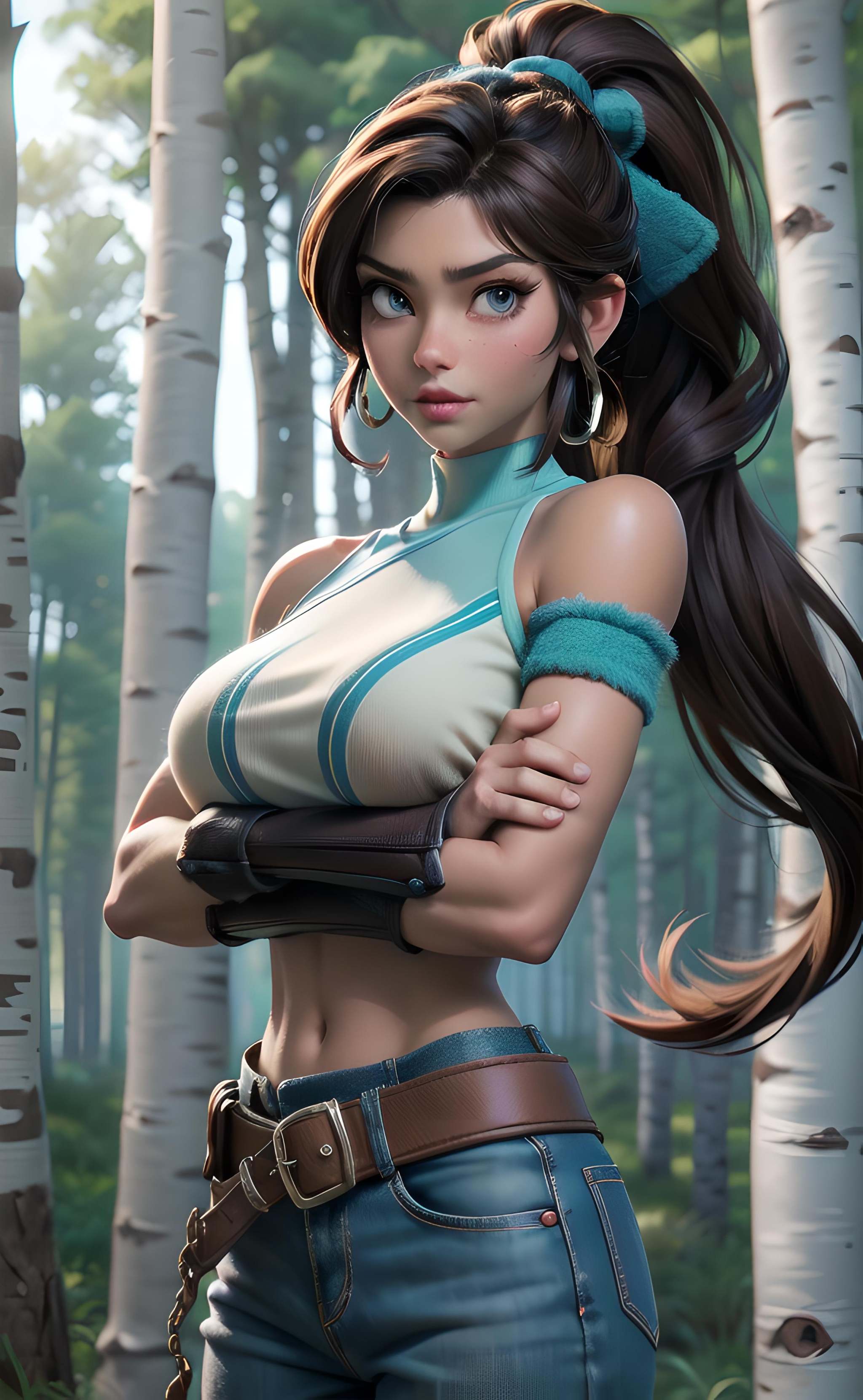 looking to the side,  beautiful eyes,  curvy on Tensor.Art