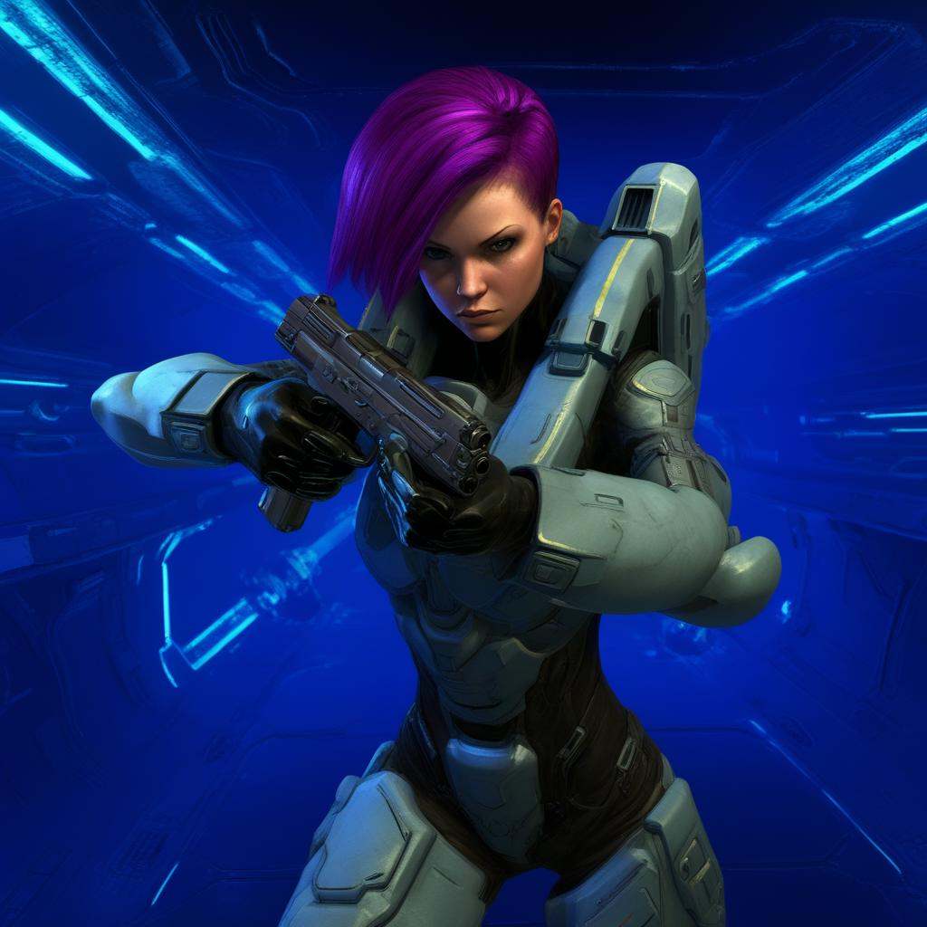 brown hair,  cyberpunk,  handgun on Tensor.Art