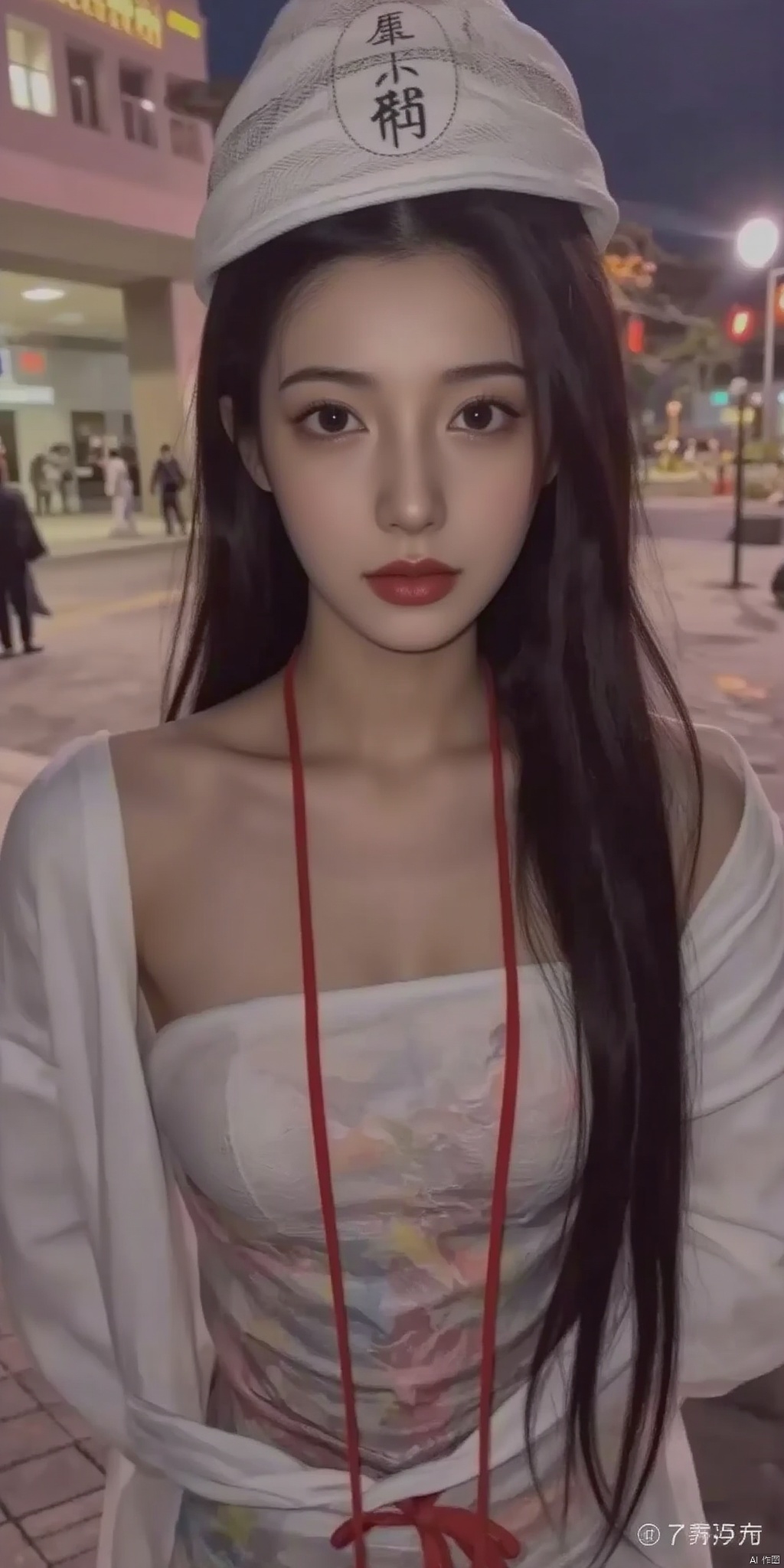 1girl, long hair, black hair, hat, solo focus,White impermanence