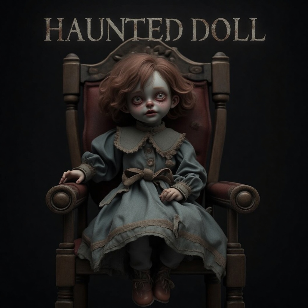 1girl,  looking at viewer,  haunted doll sit pose on old chair by MidnAi on Tensor.Art