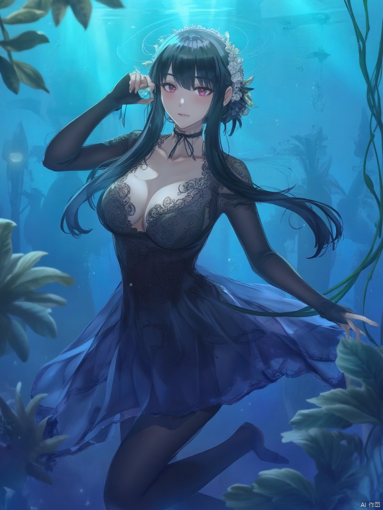 torino,  Yor,  Create an ethereal underwater illustration featuring a beautiful on Tensor.Art