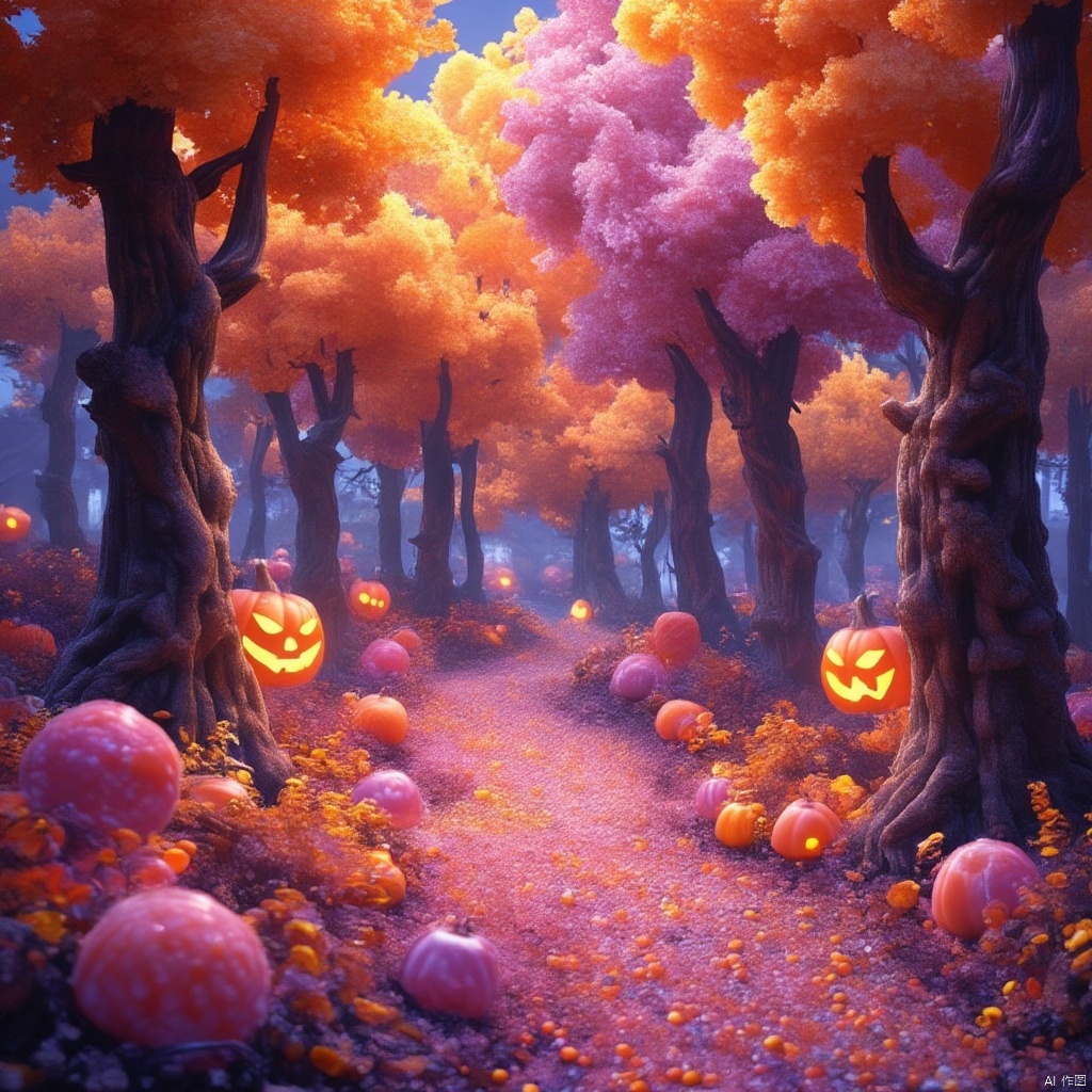 Candy forest, Halloween atmosphere
