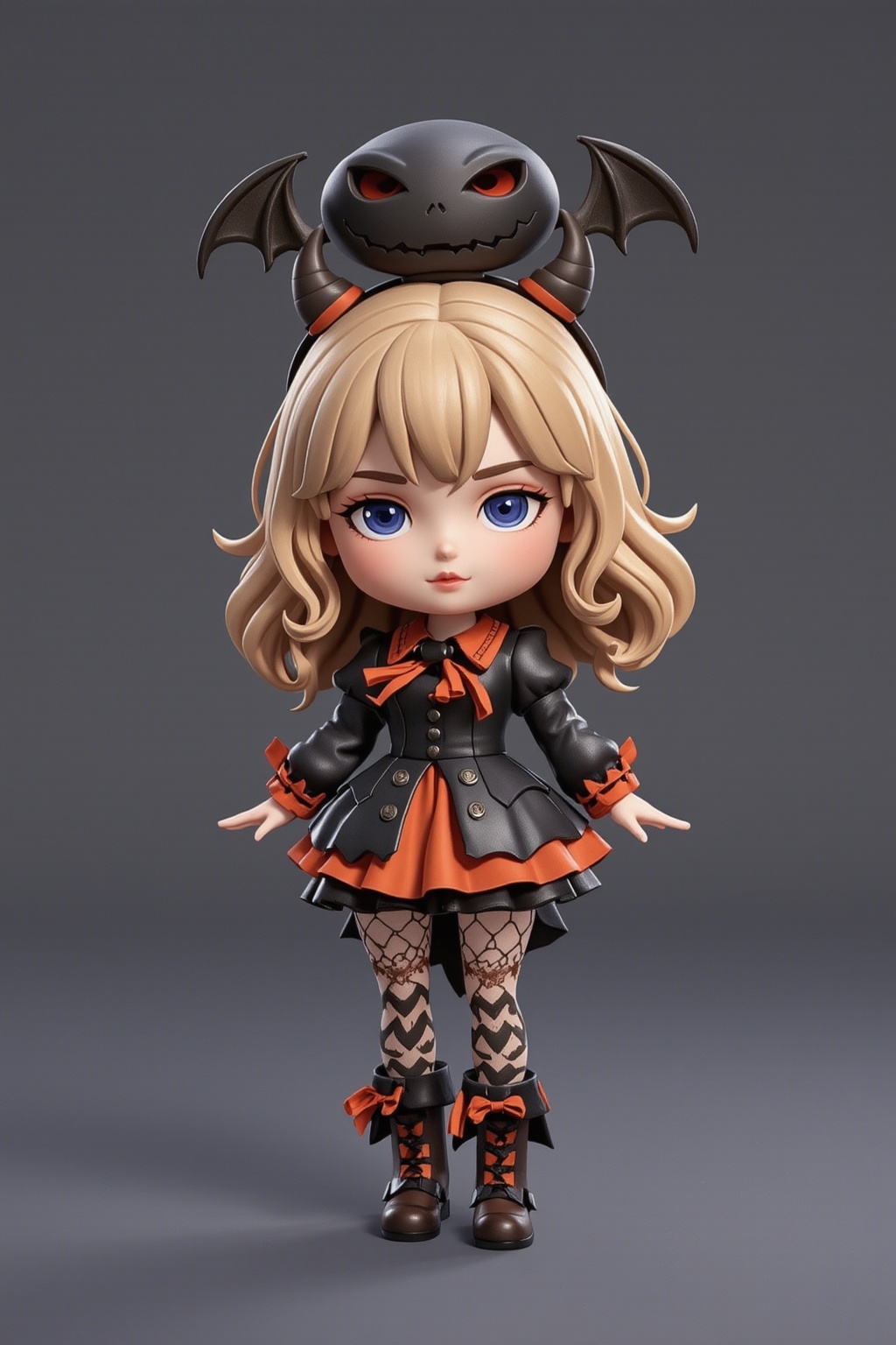 1girl. 3D. chibi, Halloween costume.