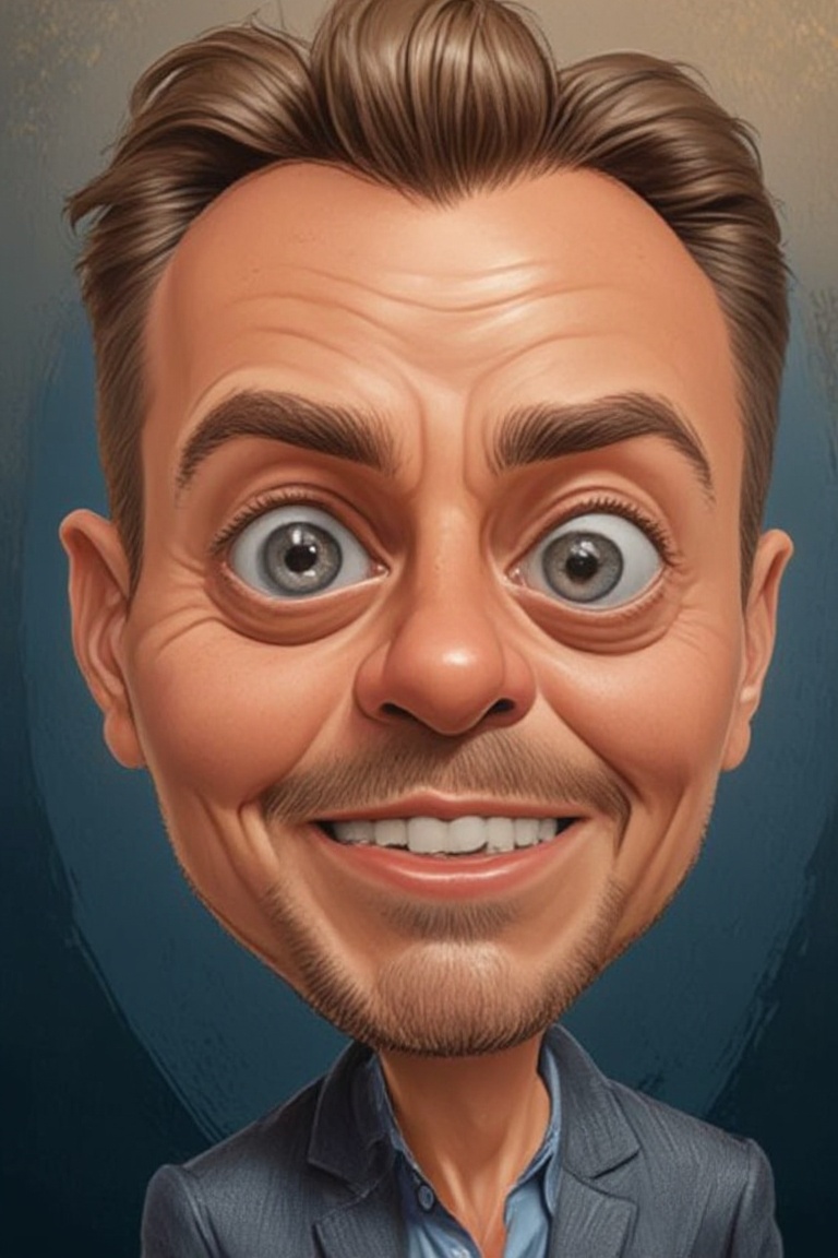 Caricature portrait Of a man,  looks funny,  big head. The background is blurred on Tensor.Art