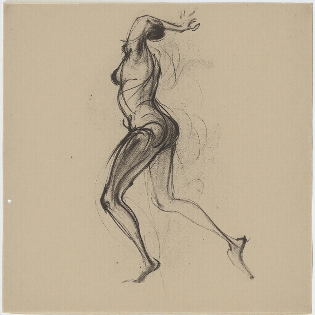 gstdrw gstdrw style,  figure mid dance,  A dynamic gesture drawing featuring a figure mid-dance on Tensor.Art
