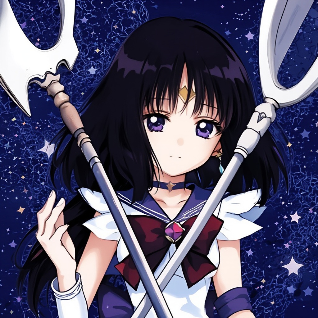 sailorsaturn2a,  solo,  An anime-style illustration of Sailor Saturn on Tensor.Art
