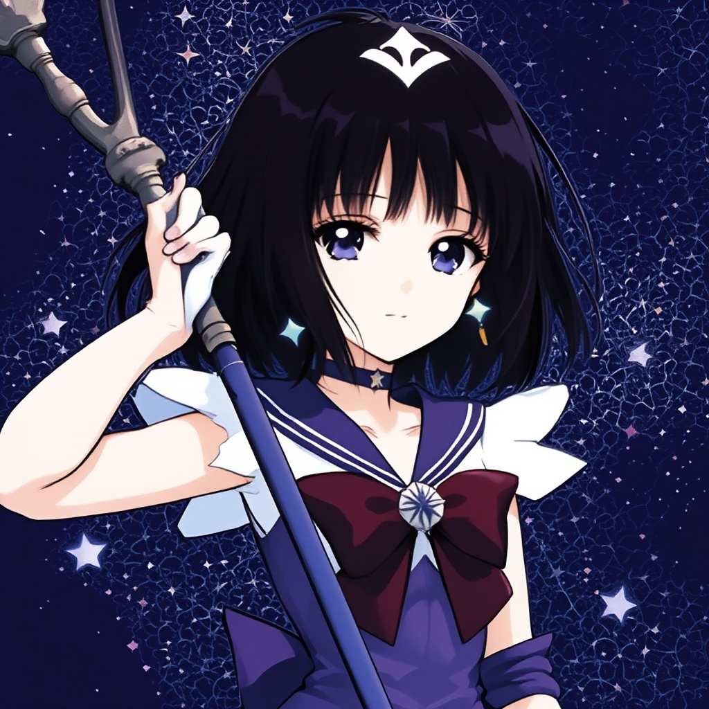 sailorsaturn2a,  solo,  An anime-style illustration of Sailor Saturn on Tensor.Art