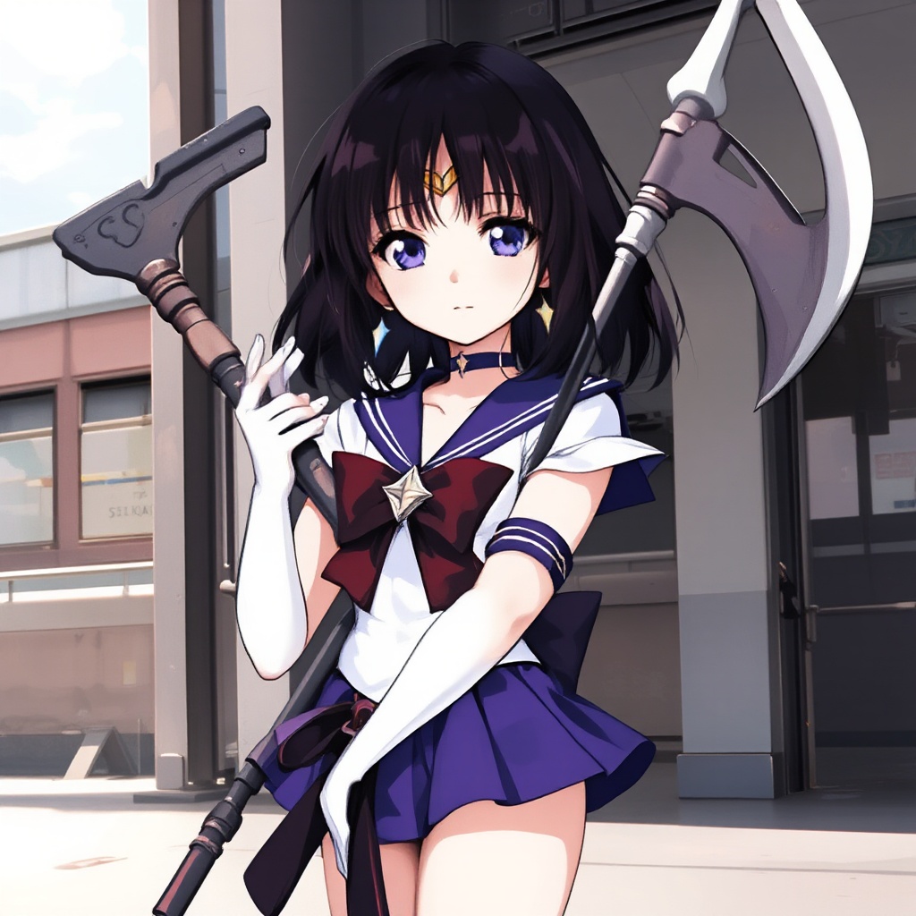 sailorsaturn2a,  solo,  An anime-style illustration of Sailor Saturn on Tensor.Art