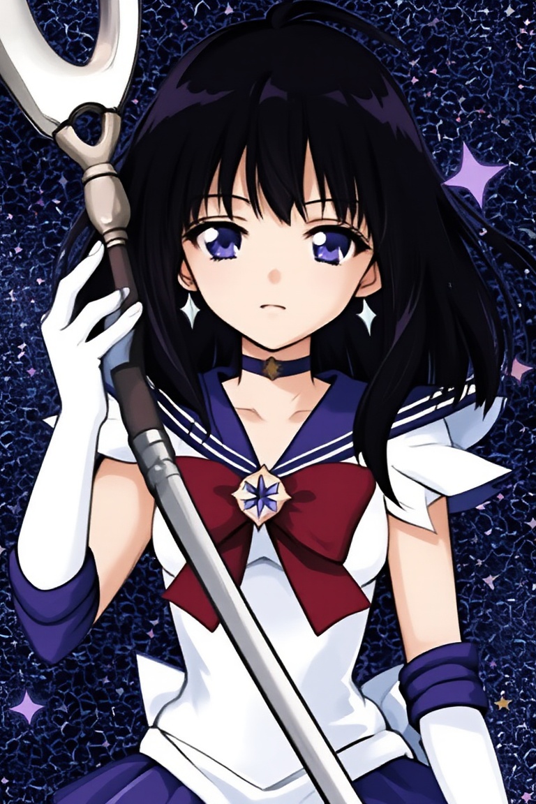 sailorsaturn2a,  solo,  An anime-style illustration of Sailor Saturn on Tensor.Art
