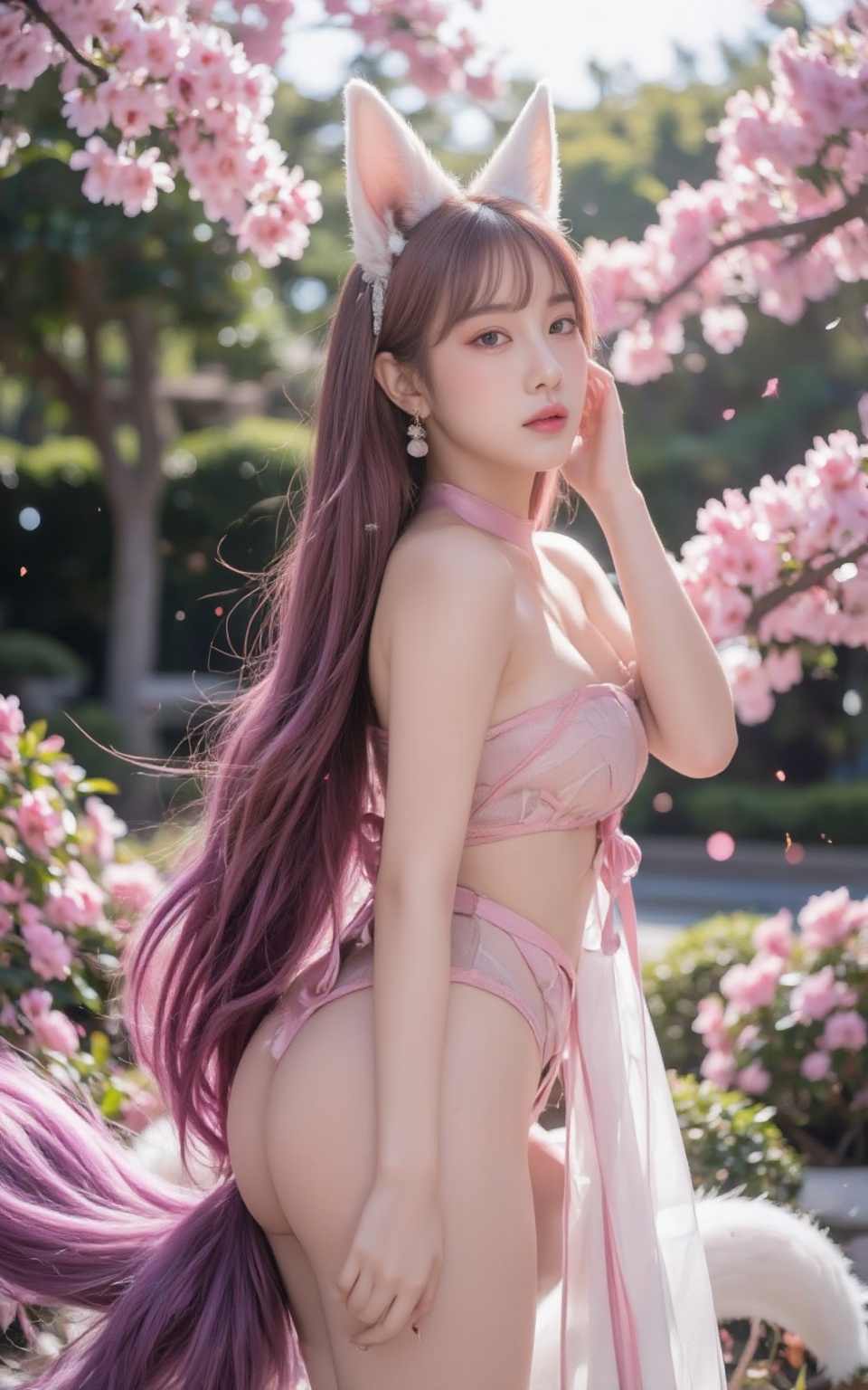 A masterpiece unfolds: a stunning Japanese garden backdrop,  bathed in warm sunshine,  sets the serene tone. Amidst bloomi...