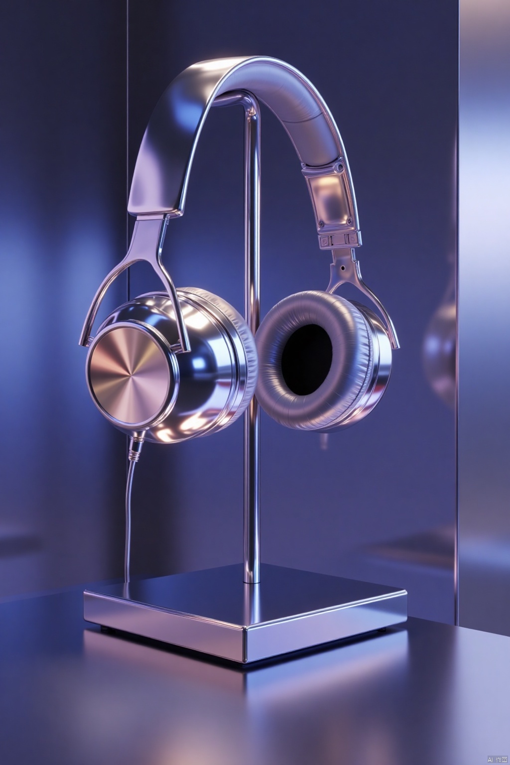 OBchong,Futuristic,metallic,
Minimalist, metallic, iridescent headphones, emitting a soft, ethereal glow, playing ambient music in a sleek, modern, metallic listening room.