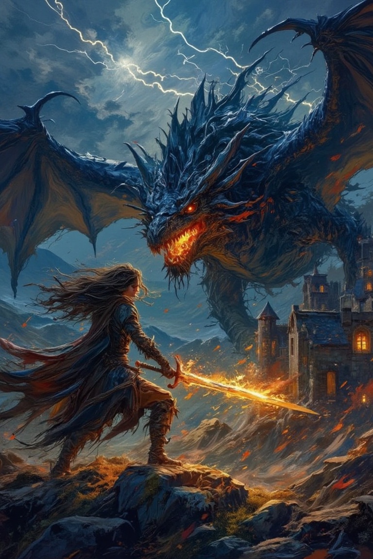 Melting,  TunArt5,  "A fierce battle unfolds in a dark on Tensor.Art