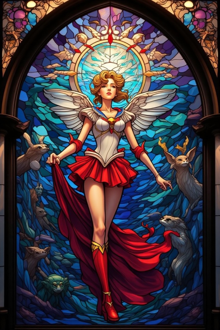 picture of sailormoon,  stained glass on Tensor.Art