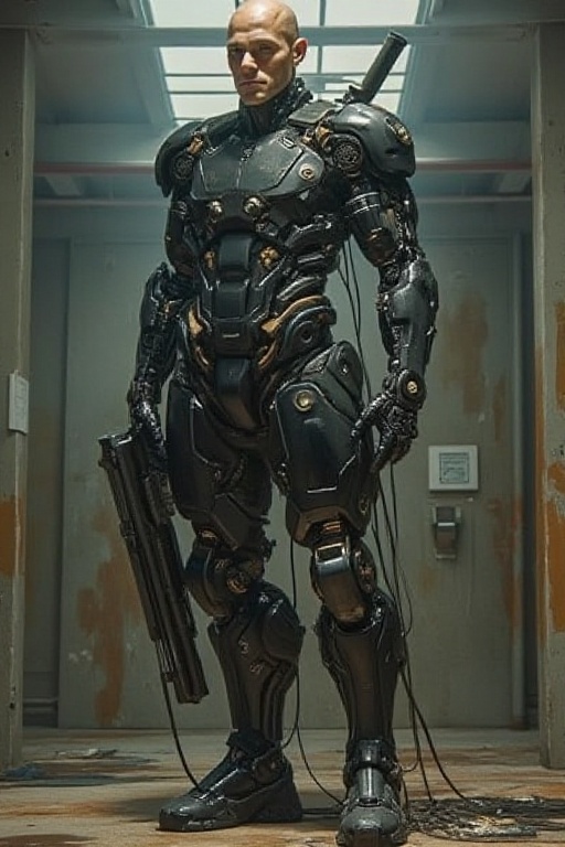 Majestic cyborg full mechanical weapon. The image is captured in stunning 32k high resolution,  with precise Hasselblad X2...