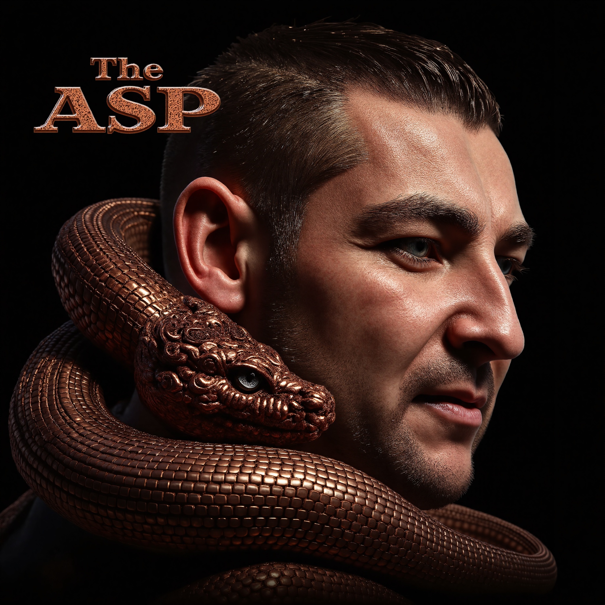 This is a highly detailed digital drawing in a realistic style,  showcasing a close-up of a man's face wrapped in a large,...