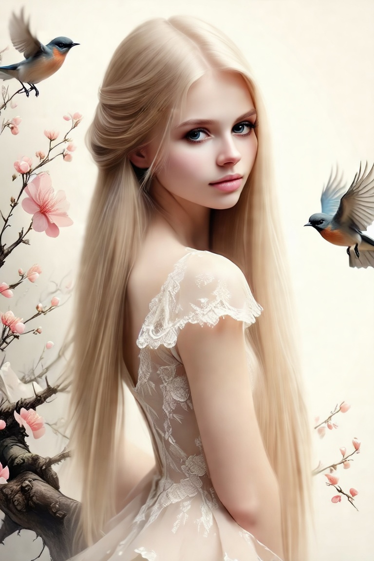 a beautiful young woman,  long blonde hair,  pale soft skin on Tensor.Art