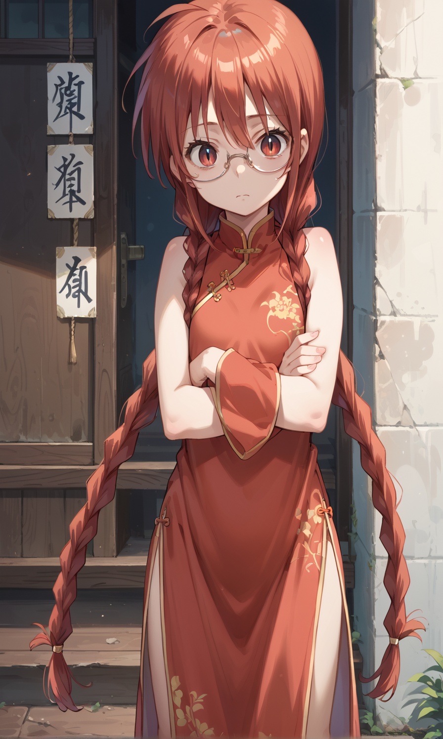 (Red_hair),  Glasses,  twin_braids on Tensor.Art